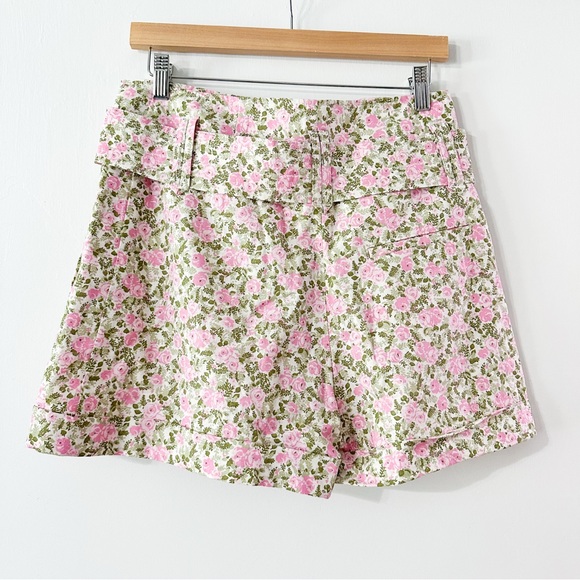 Sezane Rome Shorts Peonies Pink Green Floral Size 38 US 6 - Picture 7 of 9